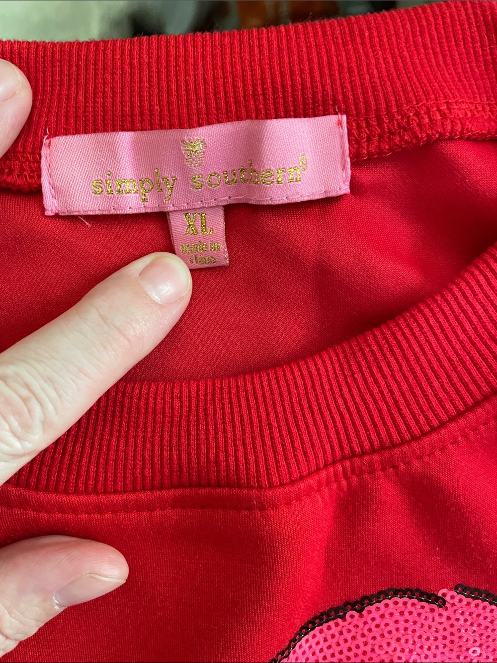 Simply Southern Red Santa Sequin Crewneck Sweater - Picture 3 of 4